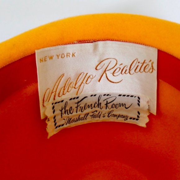 Vintage Orange Tribly Fedora Wide Brim Hat Small - Picture 3 of 5